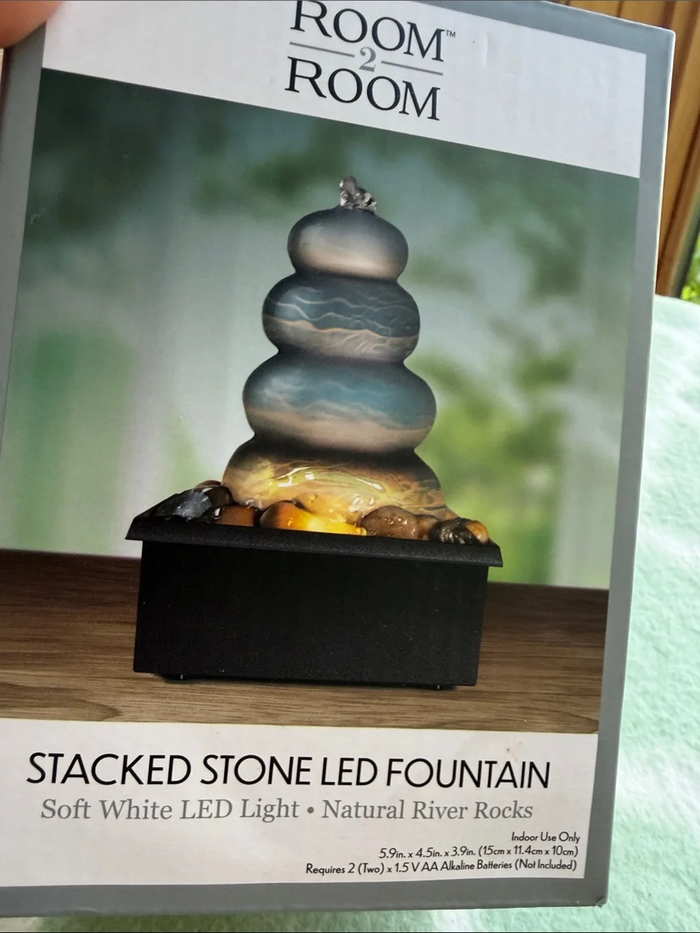 ROOM2ROOM Stacked Stone LED Fountain - Gray Tones